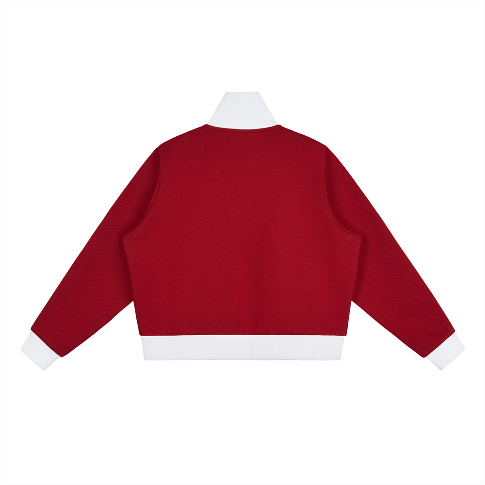 Quarter Waters Womens Contrast Side Stripe Fleece Cropped Track Jacket