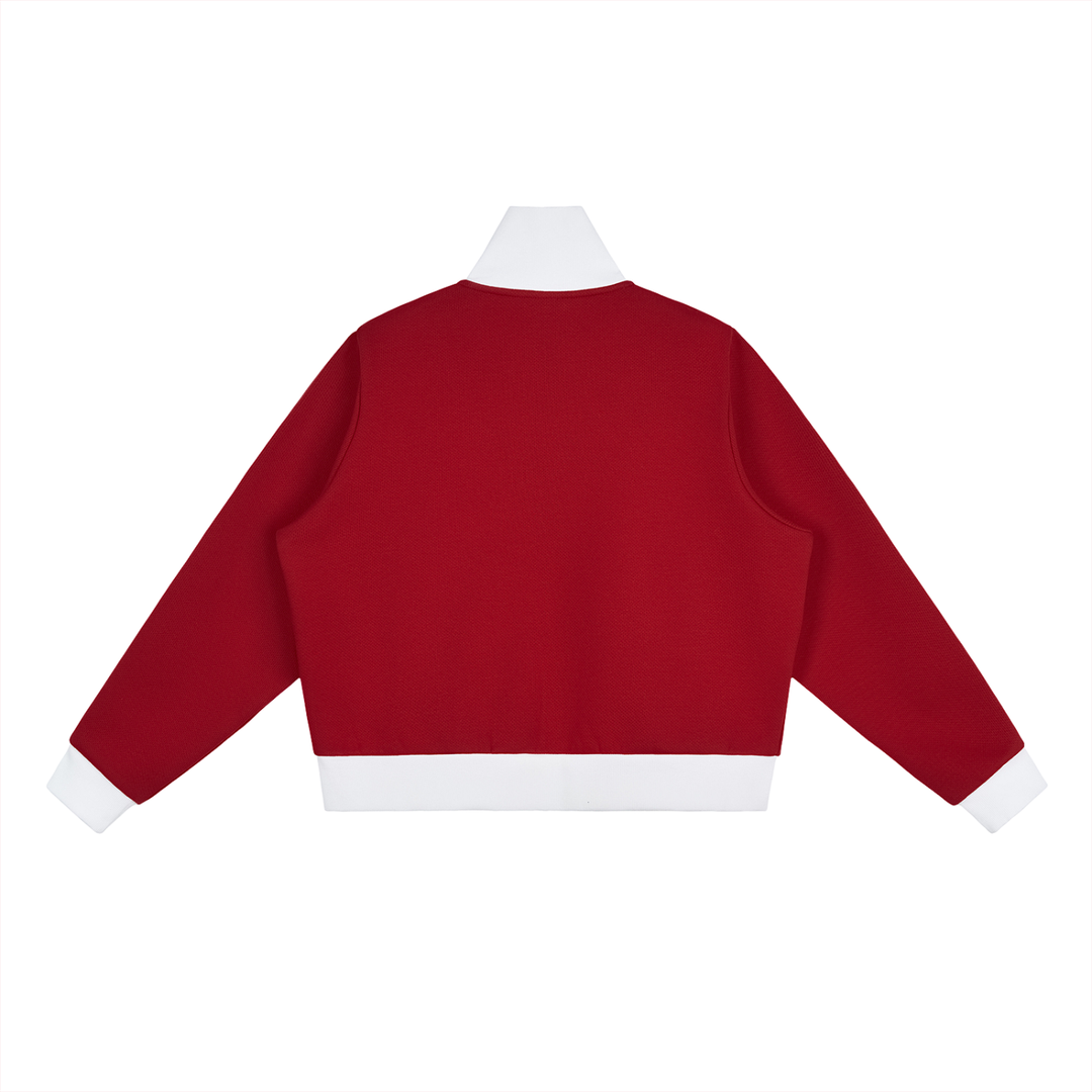 Quarter Waters Womens Contrast Side Stripe Fleece Cropped Track Jacket