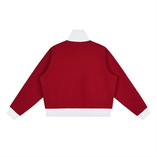 Quarter Waters Womens Contrast Side Stripe Fleece Cropped Track Jacket