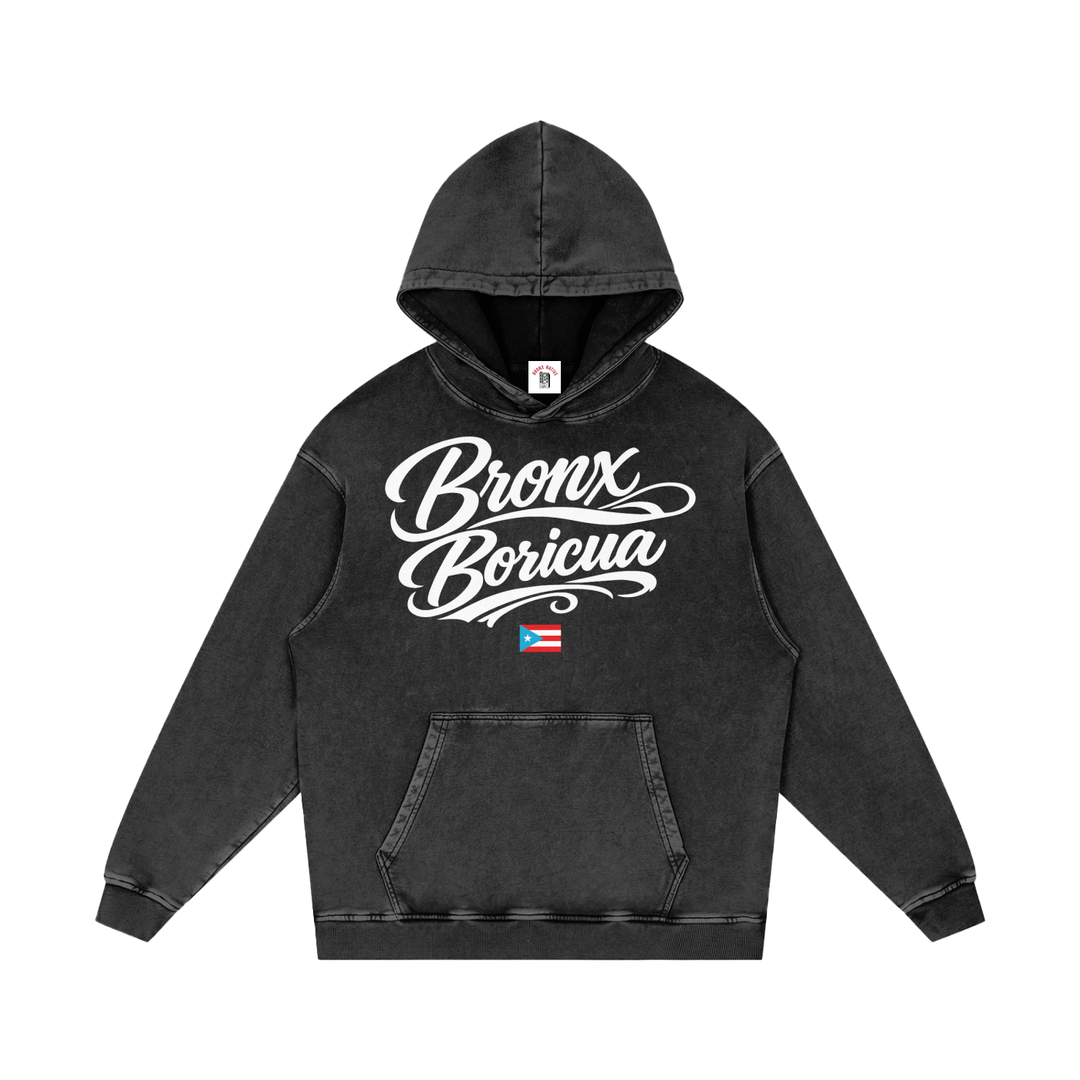 Bronx Boricuan PR Edition Snow Washed Loose Cotton Hoodie