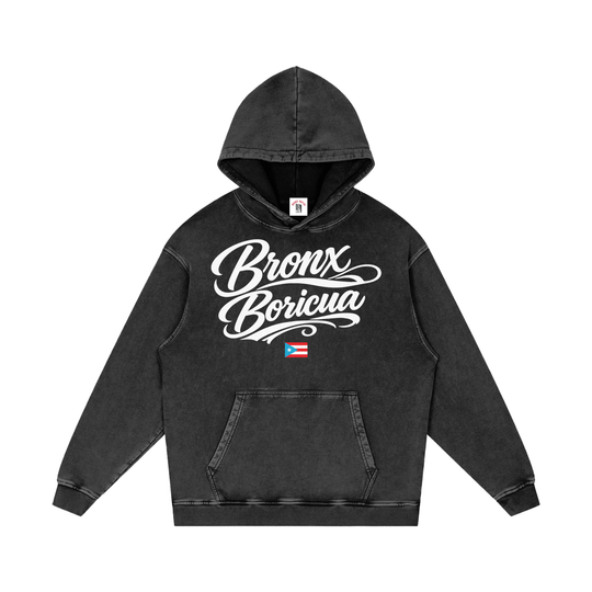 Bronx Boricuan PR Edition Snow Washed Loose Cotton Hoodie