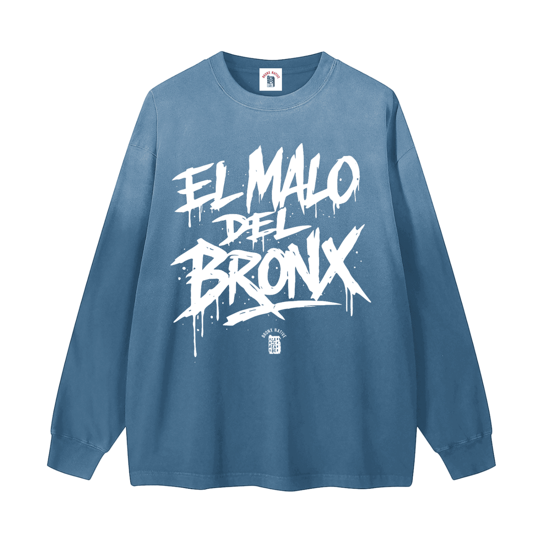 El Malo Del Bronx Gradient Washed Long Sleeve T-Shirt by Bronx Native for New York summer