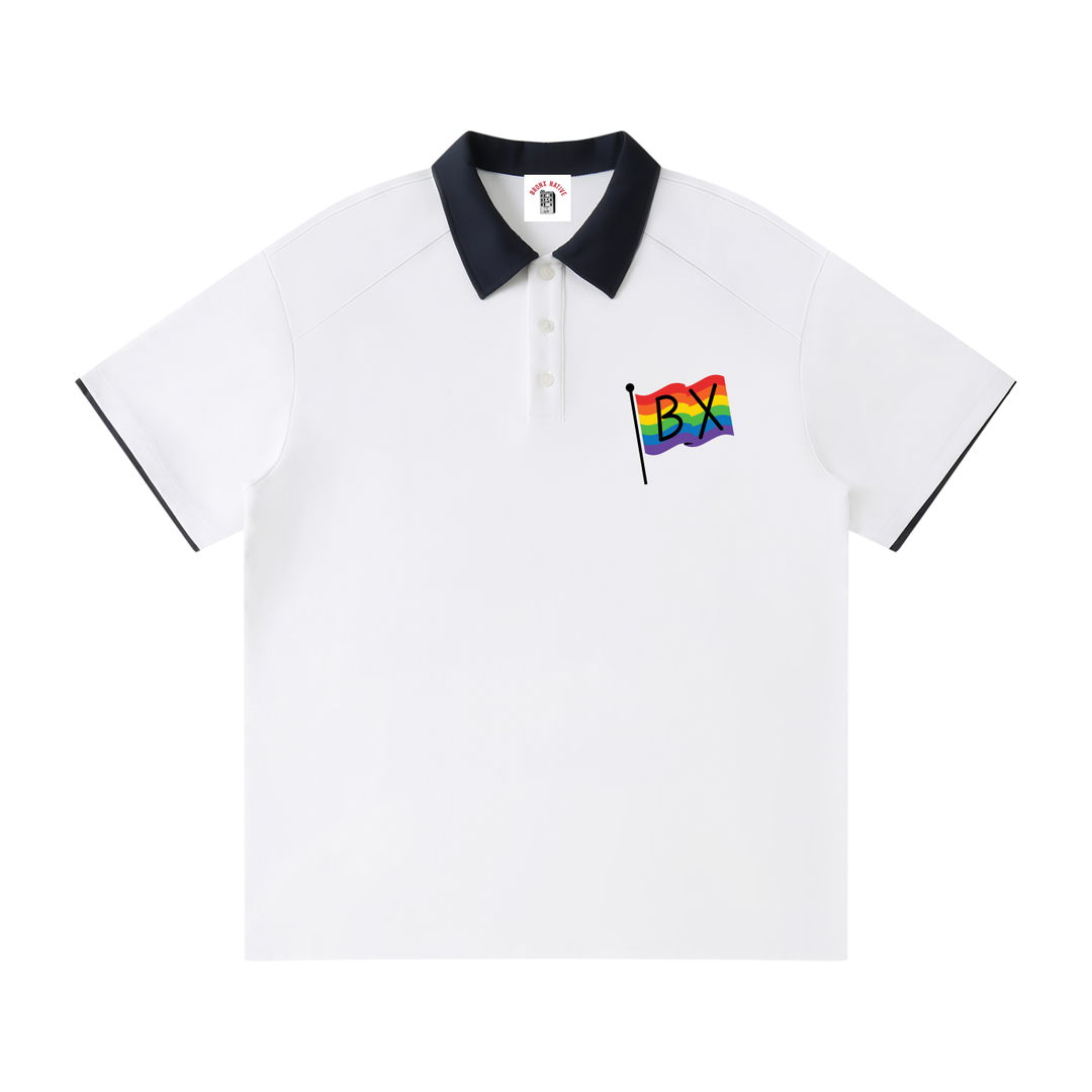 Contrast Collar Raglan Polo Shirt