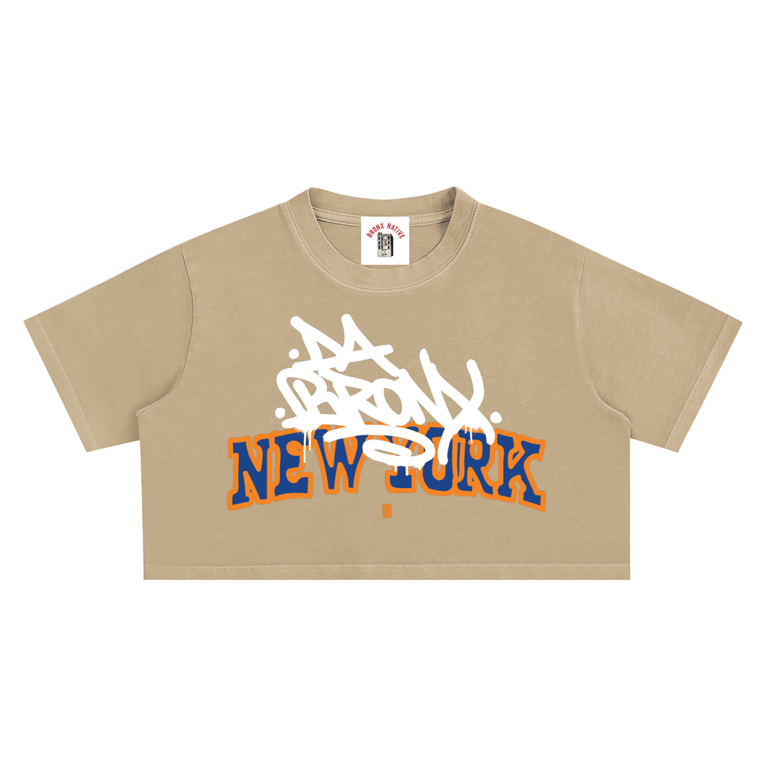 Bronx Basketball 2026 Playoff Edition Women's Snow Washed Crop Top by Bronx Native