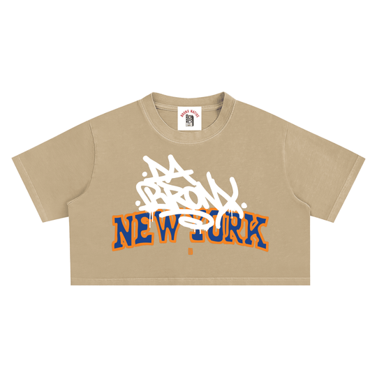 Bronx Basketball 2026 Playoff Edition Women's Snow Washed Crop Top by Bronx Native