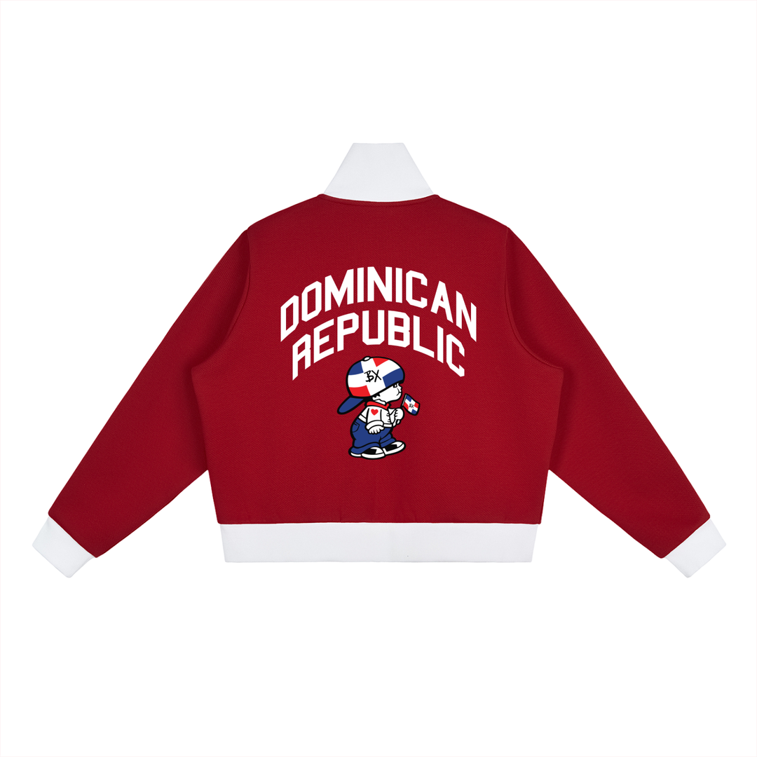 DR Independence Contrast Side Stripe Fleece Cropped Track Jacket