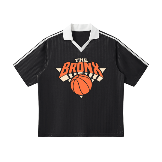 Bronx Basketball 2026 Playoff Edition Contrast Collar Striped Soccer Jersey by Bronx Native