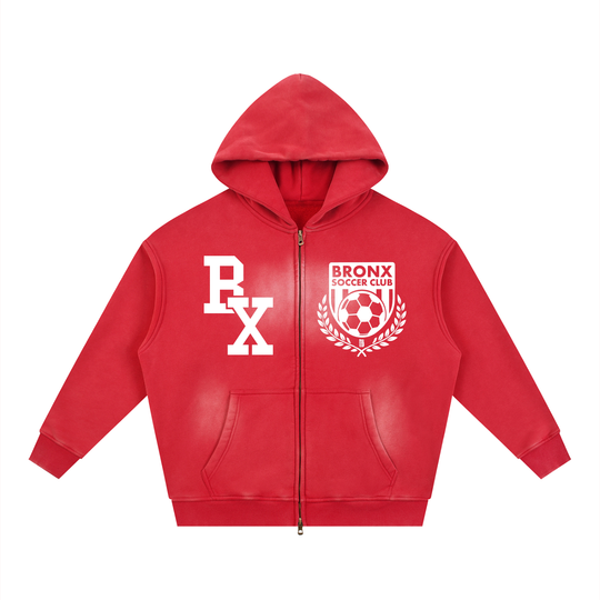 Bronx Soccer Club Sunfade Two-way Zipper Boxy Fleece Hoodie product image 7 of 8 by Bronx Native