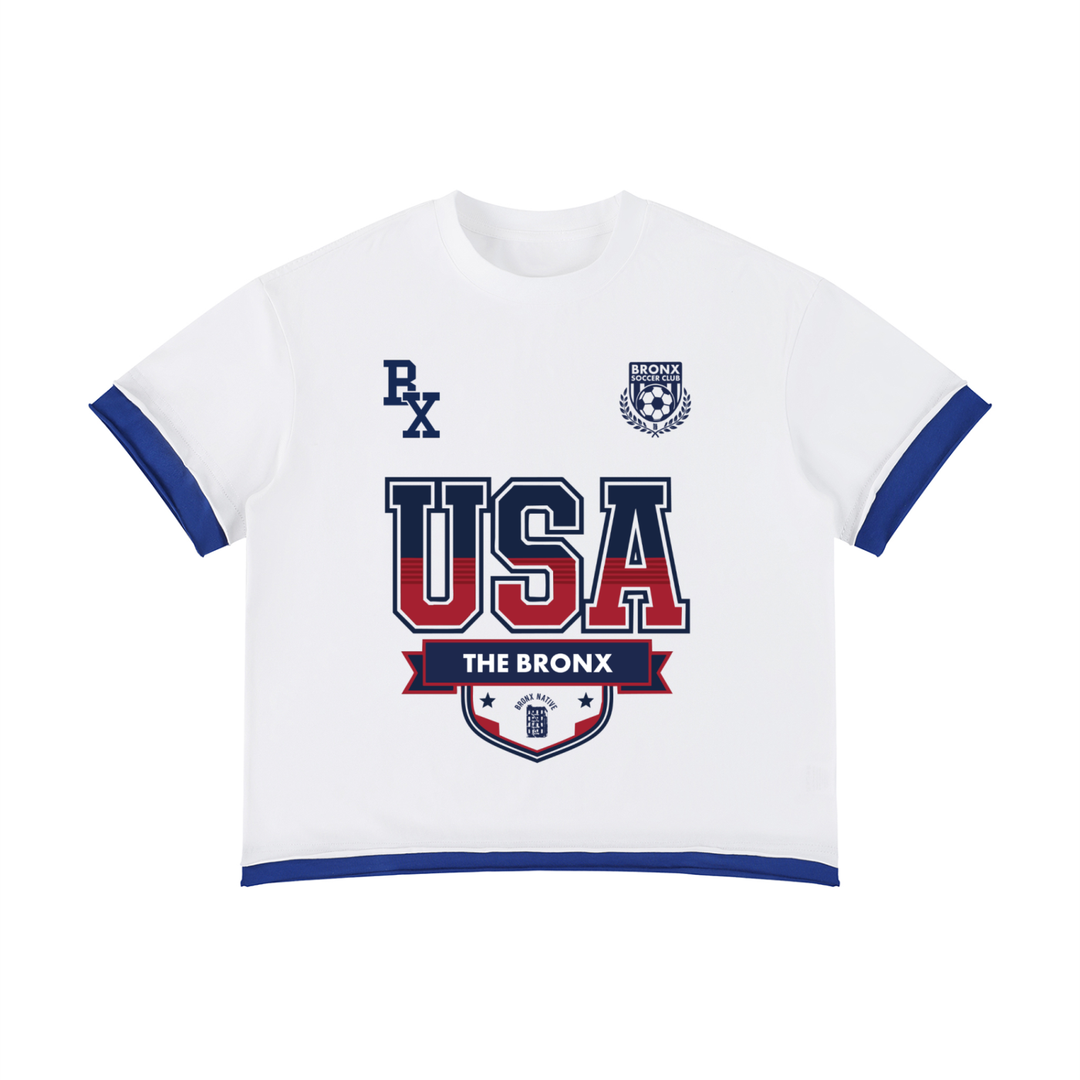 USA x Bronx Native Lim. Ed. Unisex Boxy Color Block T-Shirt