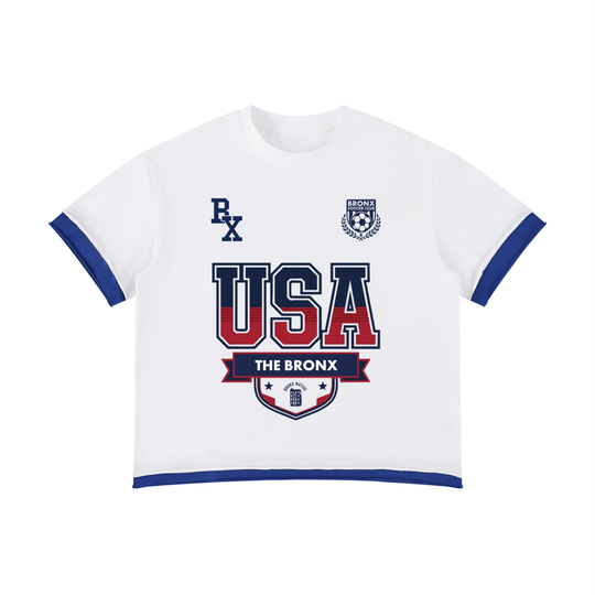 USA x Bronx Native Lim. Ed. Unisex Boxy Color Block T-Shirt