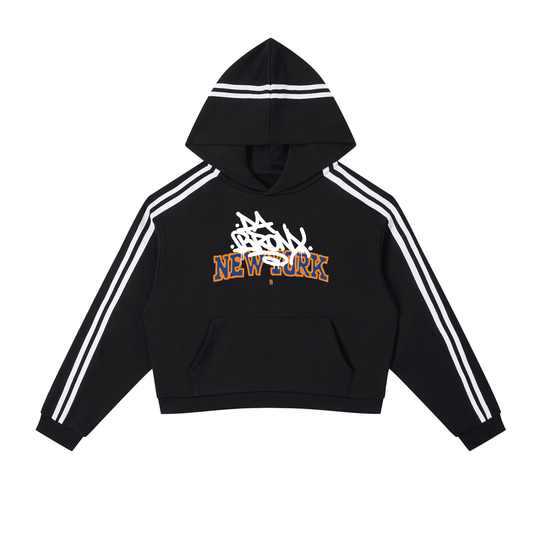 Bronx Basketball 2026 Playoff Edition Women's Contrast Side Stripe Cropped Hoodie by Bronx Native
