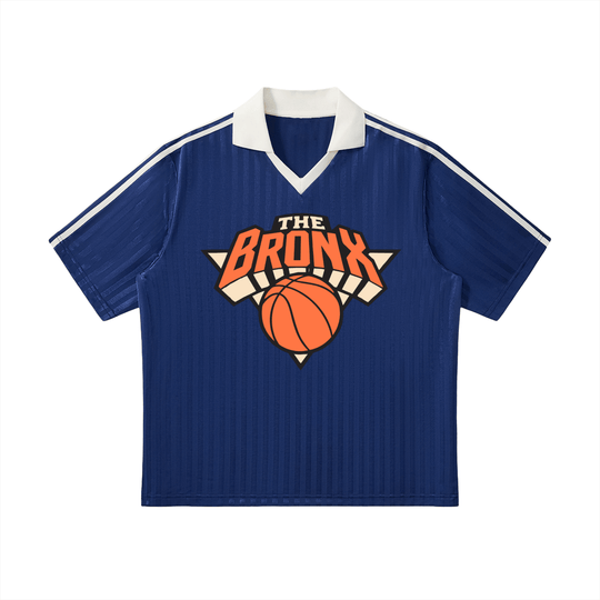 Bronx Basketball 2026 Playoff Edition Contrast Collar Striped Soccer Jersey by Bronx Native