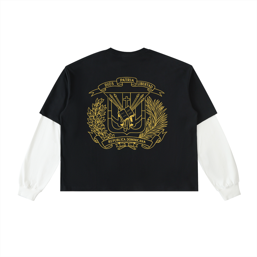 Bronx Dominican Layered Contrast Sleeve Cotton T-Shirt