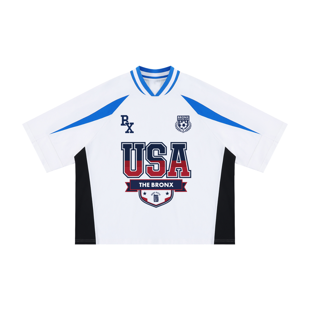 USA x Bronx Native Lim. Ed. Oversized Color Block V-Neck T-Shirt product image 1 of 2 by Bronx Native