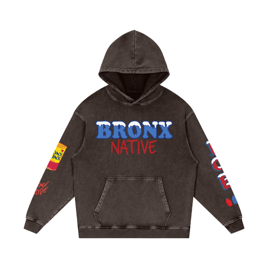 Bronx Native Bodega Ice Snow Washed Loose Cotton Hoodie