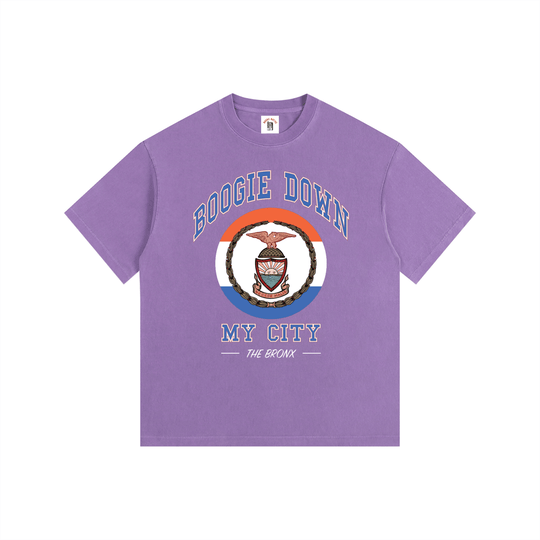 Boogie Down My City Vintage Washed Oversized Cotton T-Shirt by Bronx Native for New York summer