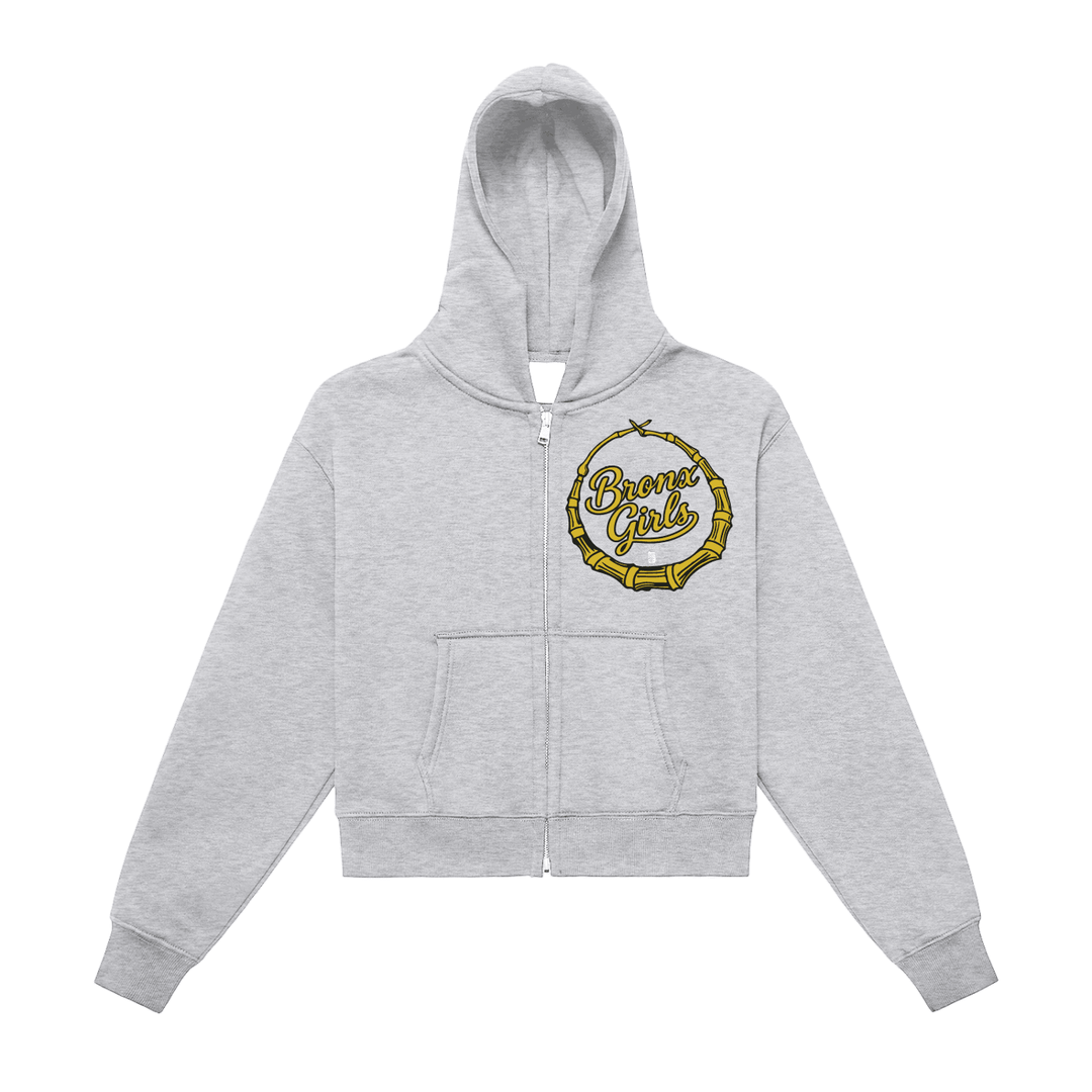 Bronx Girls Do It Better Fleeced Zip-Up Cropped Hoodie