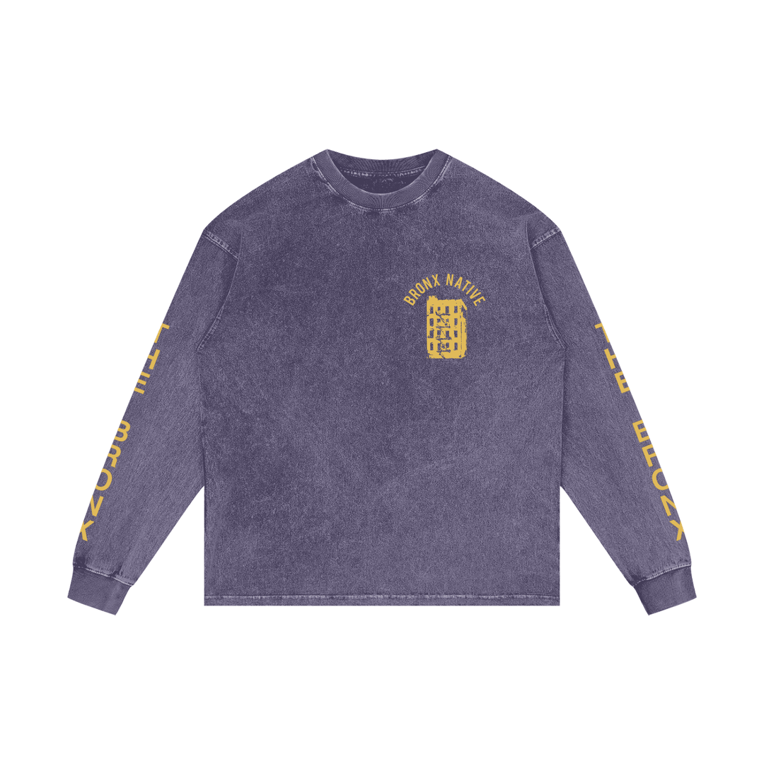 The Bronx Flower Acid Wash Oversize Long Sleeve T-Shirt by Bronx Native for New York summer