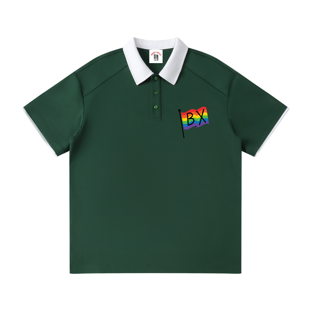 Contrast Collar Raglan Polo Shirt