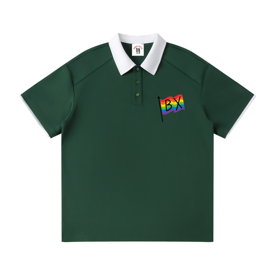 Contrast Collar Raglan Polo Shirt