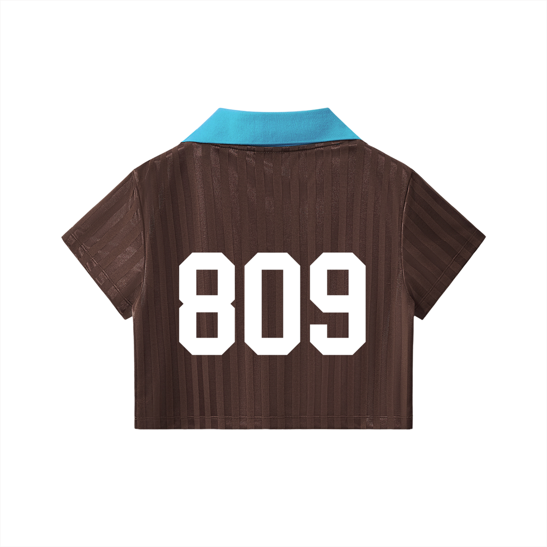 Cibaeña Contrast Collar Striped Cropped Jersey