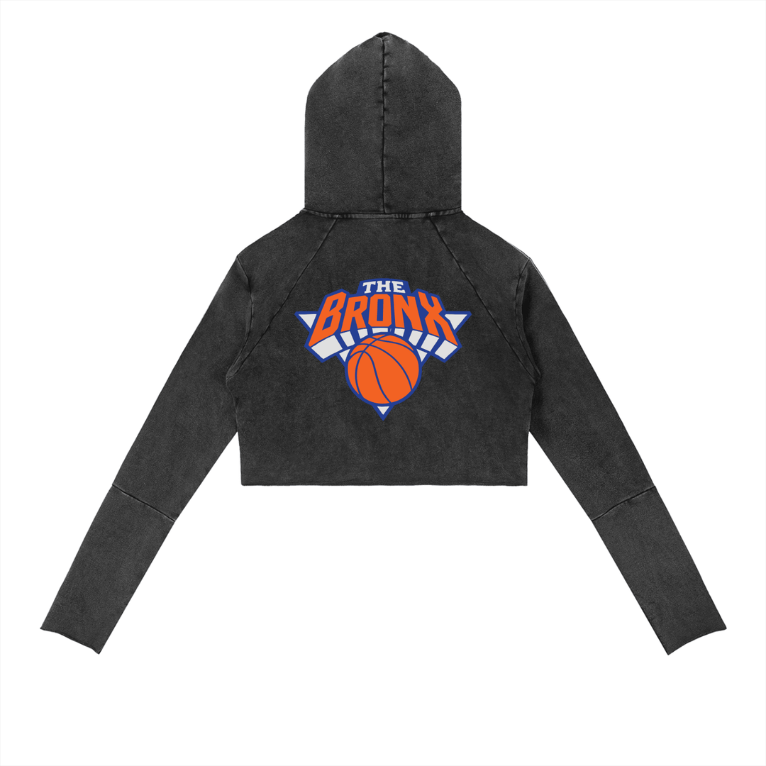 Bronx Basketball 2026 Playoff Edition Women's Vintage Washed Raw Edge Hoodie by Bronx Native