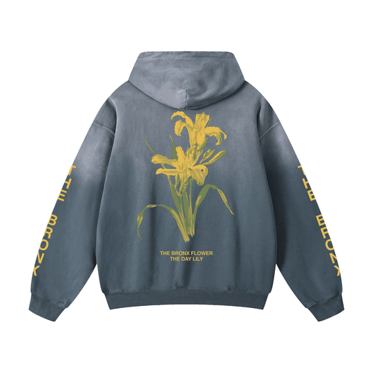 The Bronx Flower Heavyweight Sunfade Oversized Hoodie by Bronx Native for New York summer