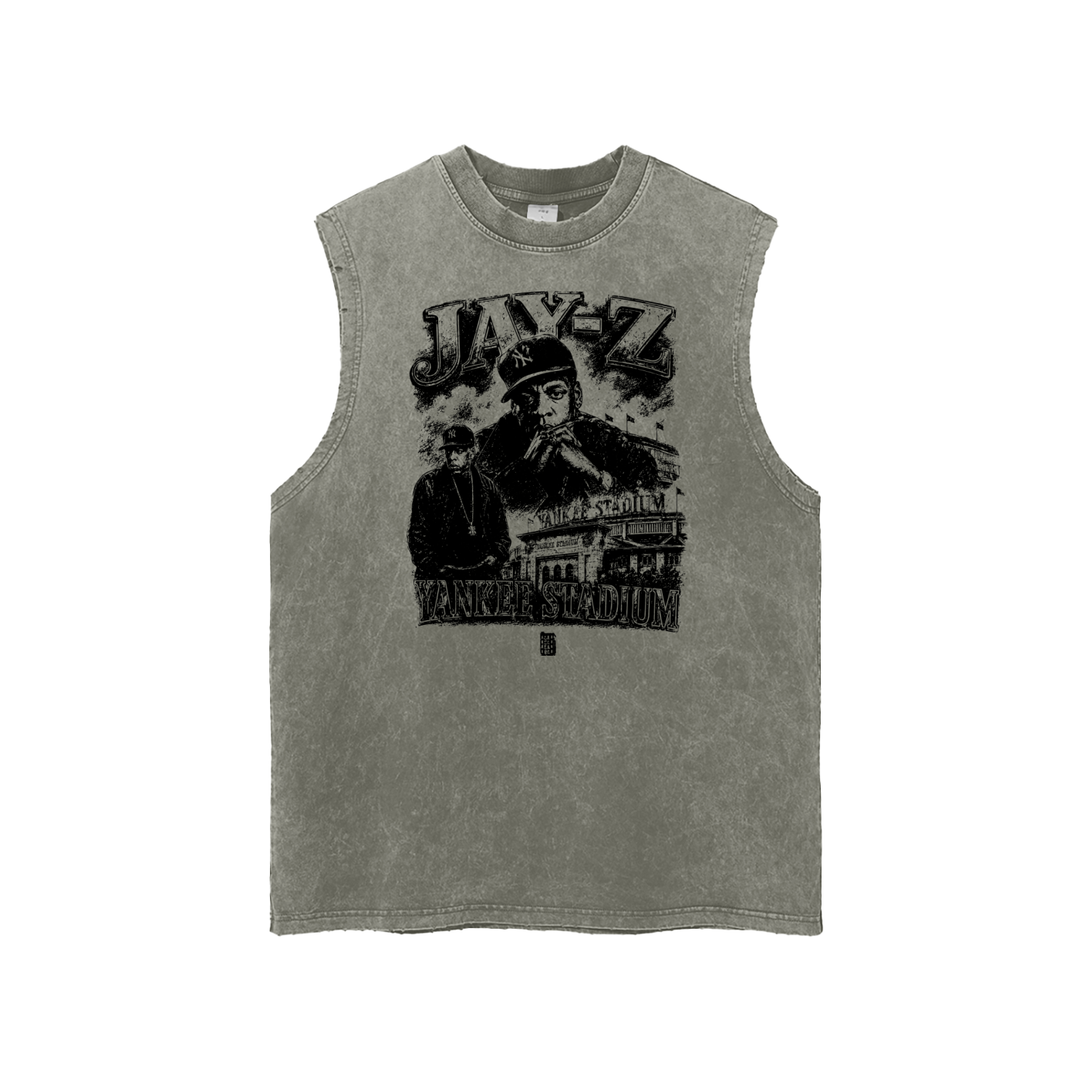 Snow Washed Frayed Hem Tank Top