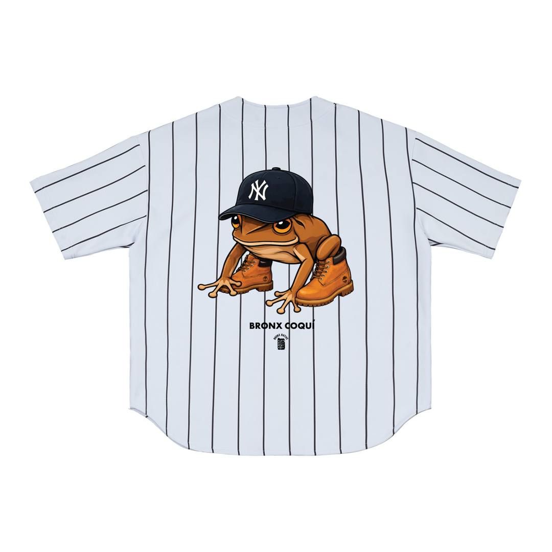 Bronx Coqui 787 Nuyorican Pinstripe Baseball Jersey by Bronx Native - Puerto Rico Collection