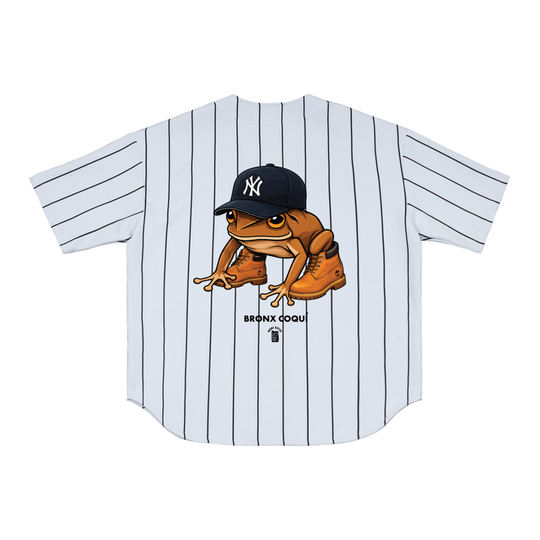 Bronx Coqui 787 Nuyorican Pinstripe Baseball Jersey by Bronx Native - Puerto Rico Collection