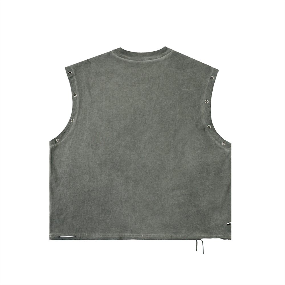 Bronx Art Director Distressed Grommet Eyelet Tank Top