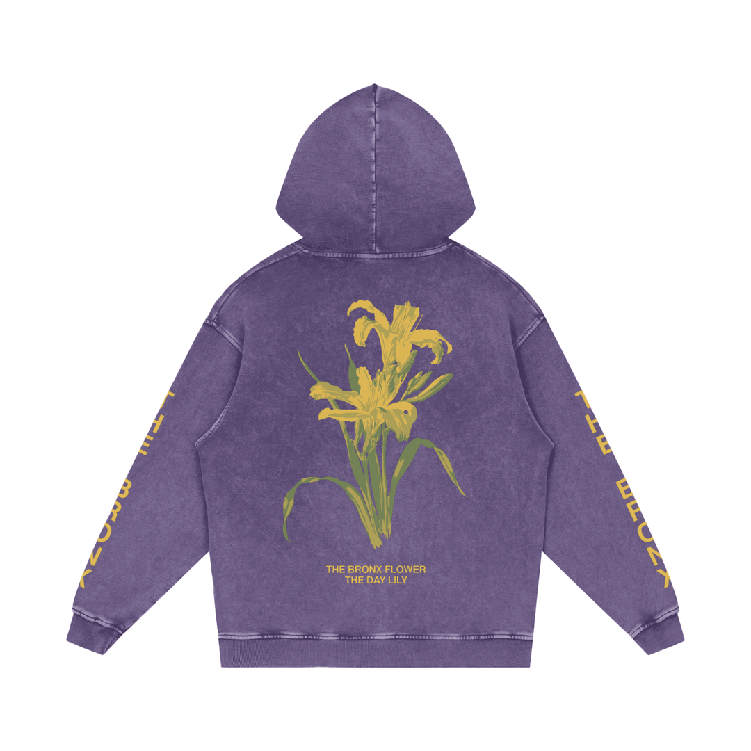 The Bronx Day Lily Snow Washed Loose Cotton Hoodie by Bronx Native for New York summer
