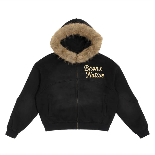 BXN Classy Sun Fade Boxy Detachable Fur Hood | Bronx Native