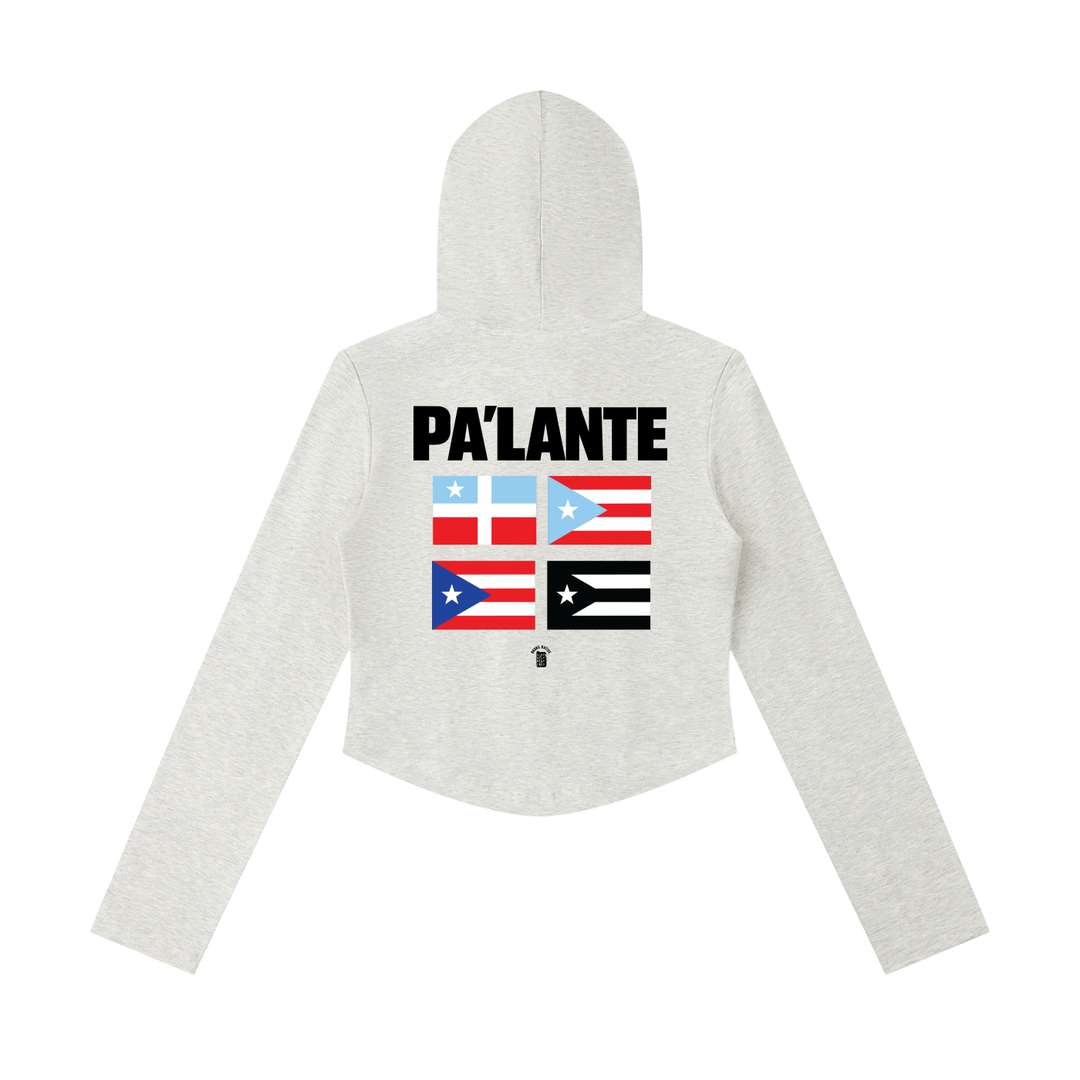 Women's Bronx Boricua Slim Cropped Full Zip Hoodie by Bronx Native - Puerto Rico Collection