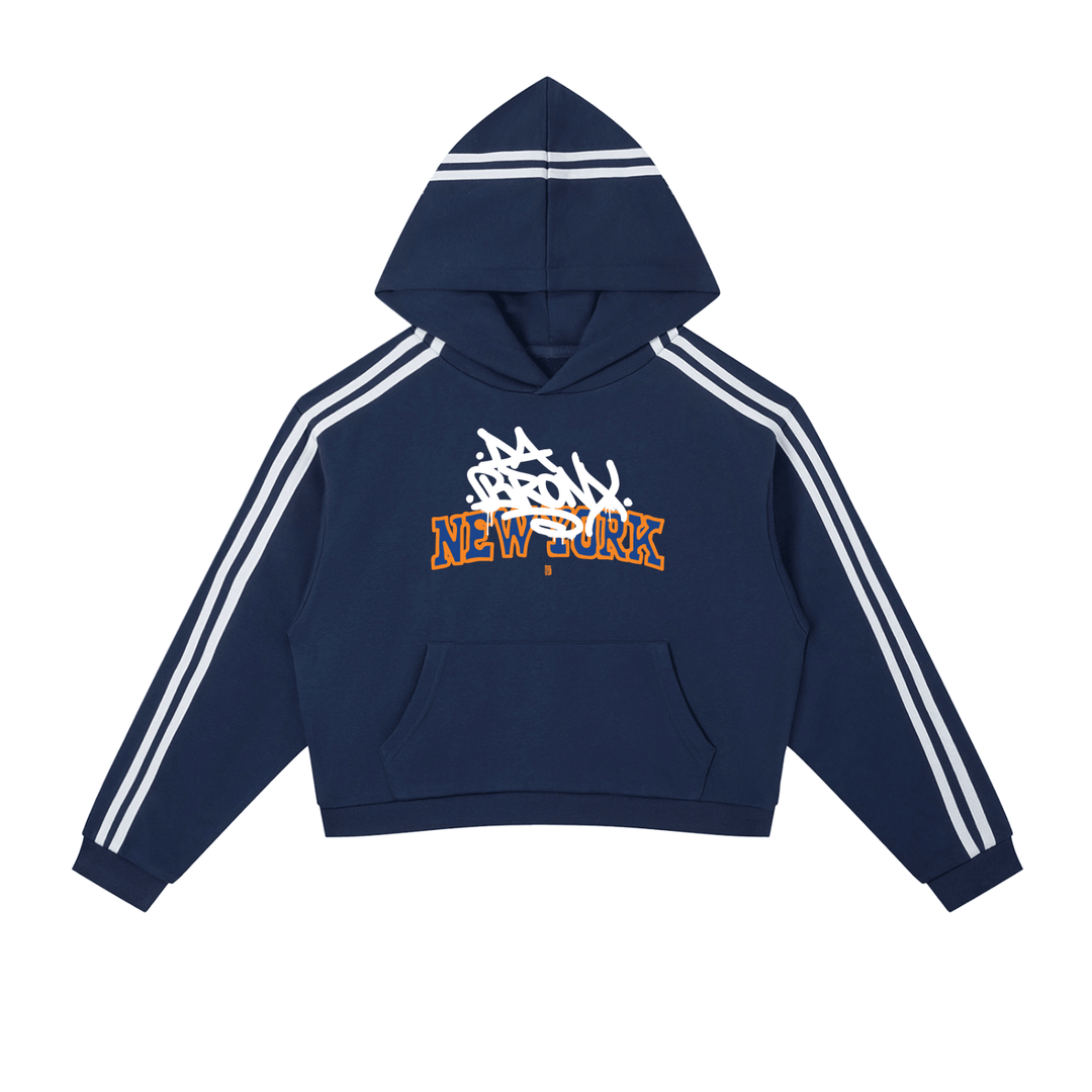Bronx Basketball 2026 Playoff Edition Women's Contrast Side Stripe Cropped Hoodie by Bronx Native