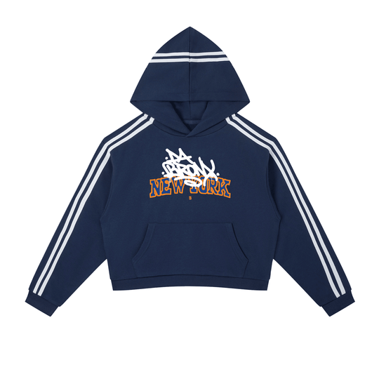 Bronx Basketball 2026 Playoff Edition Women's Contrast Side Stripe Cropped Hoodie by Bronx Native
