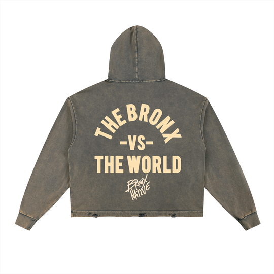 Vintage Washed Frayed-Hem Hoodie