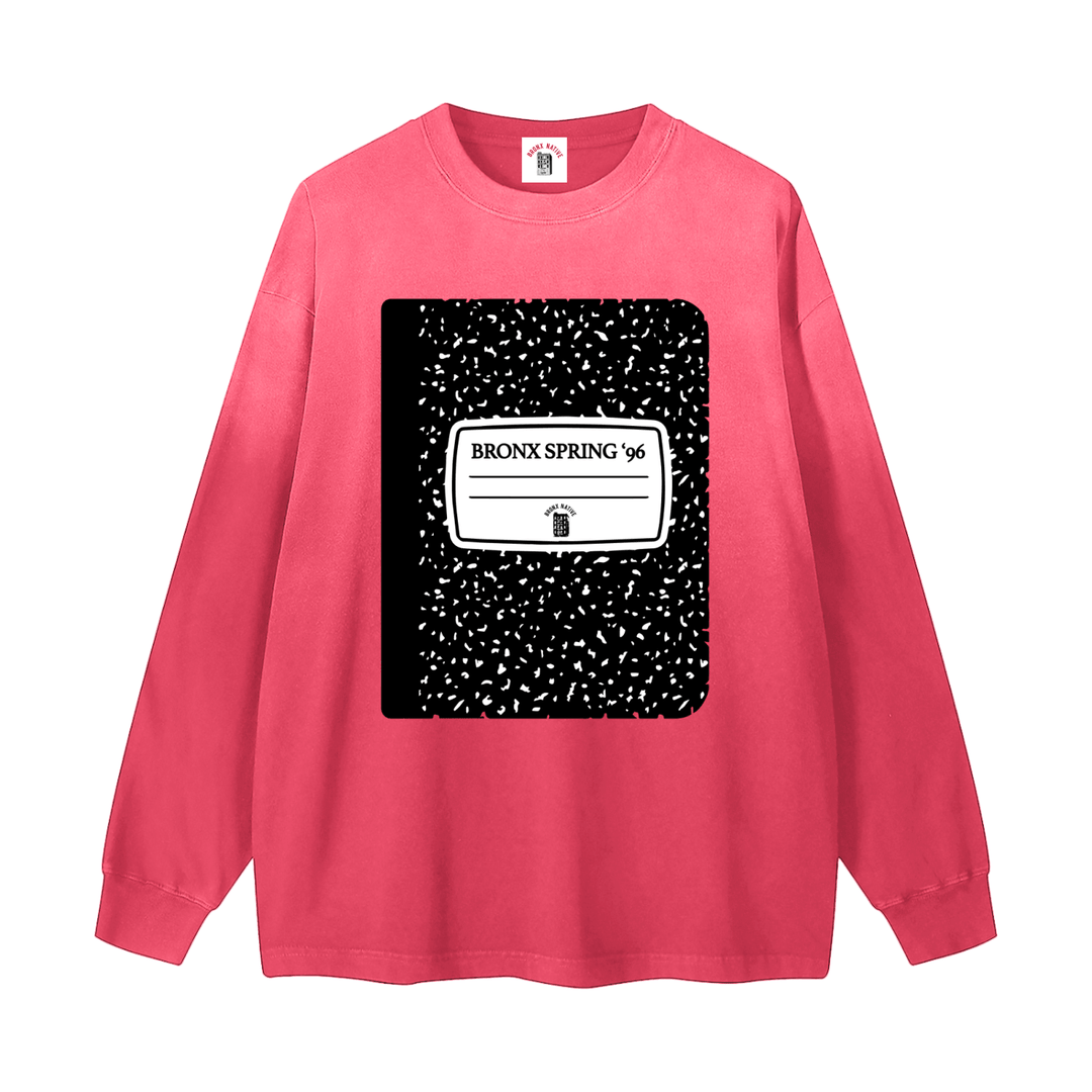 Bronx Spring 96' Notebook Gradient Washed Long Sleeve T-Shirt by Bronx Native for New York summer