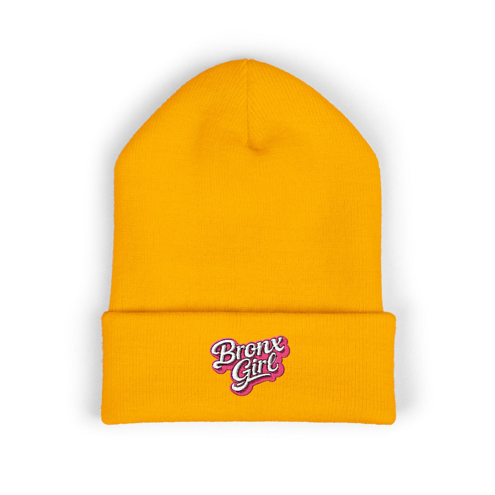Beanie — "Bronx Girl" Embroidered Cuffed Winter Hat