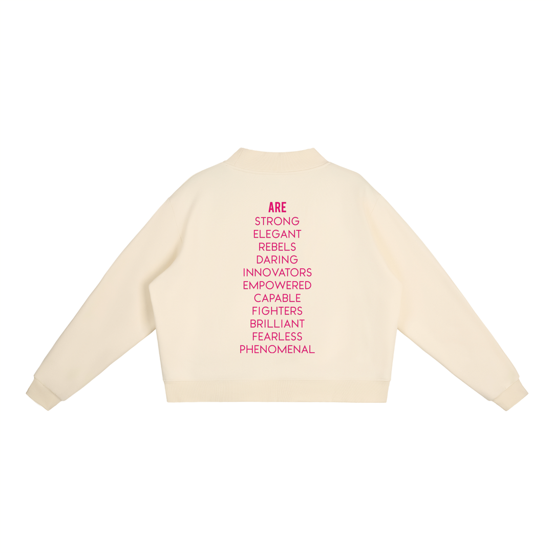 Bronx Women Are Essential Fleece Mock-Neck Crew Sweatshirt