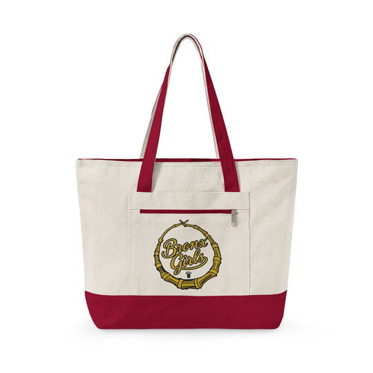Bronx Girls Hoop Canvas Vintage Coffee Logo Zippered Tote Bag