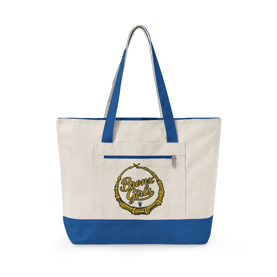 Bronx Girls Hoop Canvas Vintage Coffee Logo Zippered Tote Bag