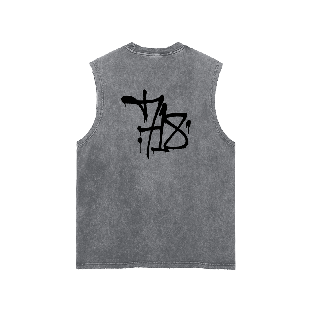 Snow Washed Frayed Hem Tank Top