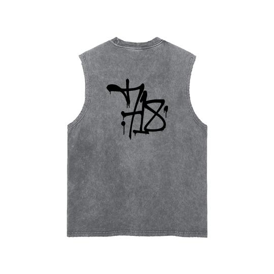 Snow Washed Frayed Hem Tank Top