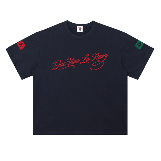 Que Viva La Raza Heavyweight Drop Shoulder Cotton T-Shirt