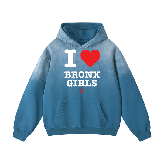 I Love Bronx Girls Heavyweight Sunfade Oversized Hoodie