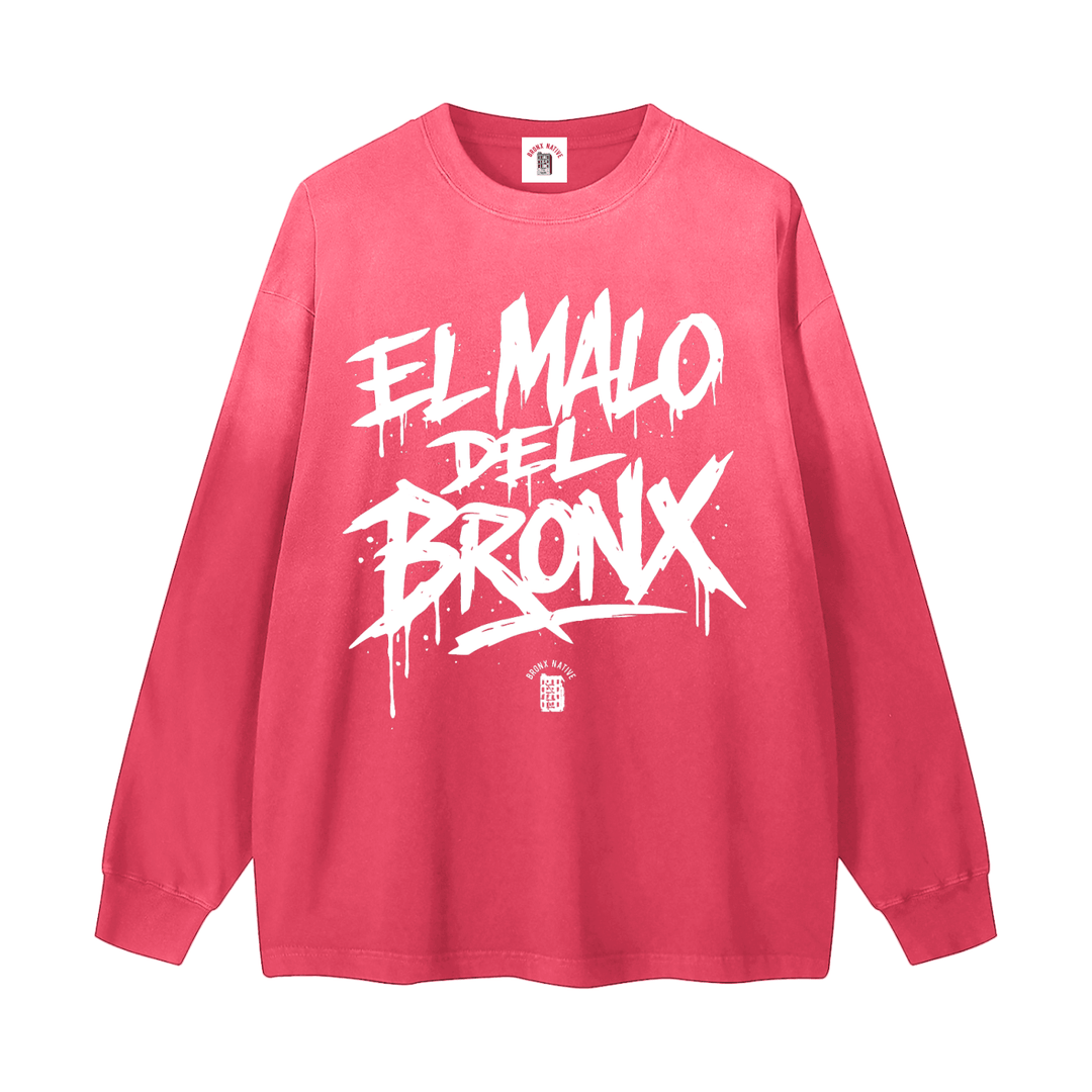 El Malo Del Bronx Gradient Washed Long Sleeve T-Shirt by Bronx Native for New York summer