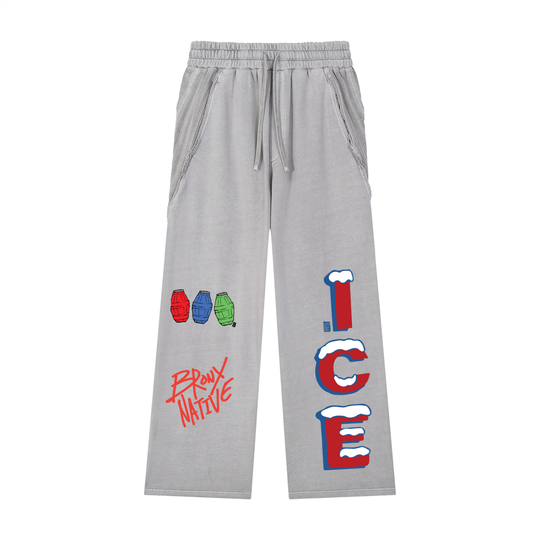 Bodega Ice Snow Washed Tape Raw Edge Sweatpants