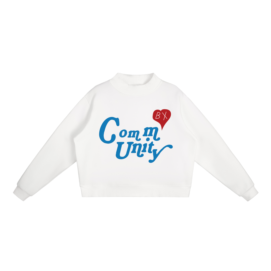 BX Community Womens Essential Fleece Mock-Neck Crew Sweatshirt