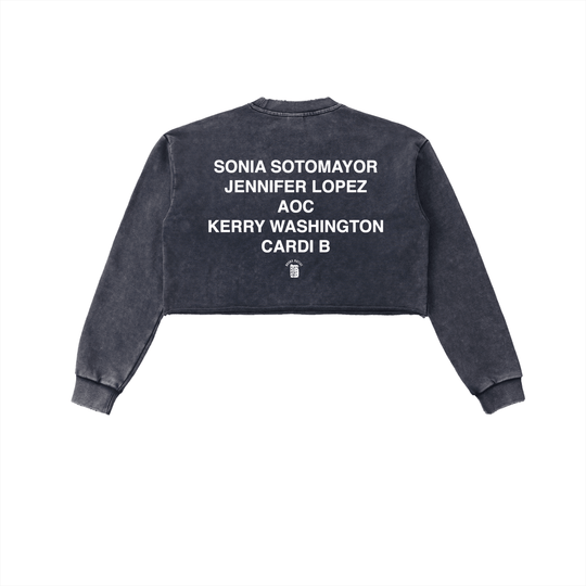 Bronx Girls Do It Better Snow Washed Raw Edge Cropped Sweatshirt by Bronx Native